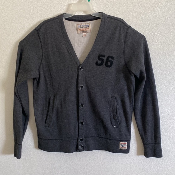 True Religion Charcoal Gray Cardigan Size XL - Picture 1 of 6